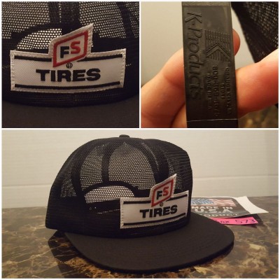 Vintage Farm Services FS TIRES Black MESH K Brand Made in USA 's ad PATCH hat  eb-93243074